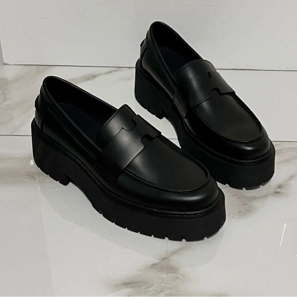 Black glazed leather loafers - Picture 1 of 4